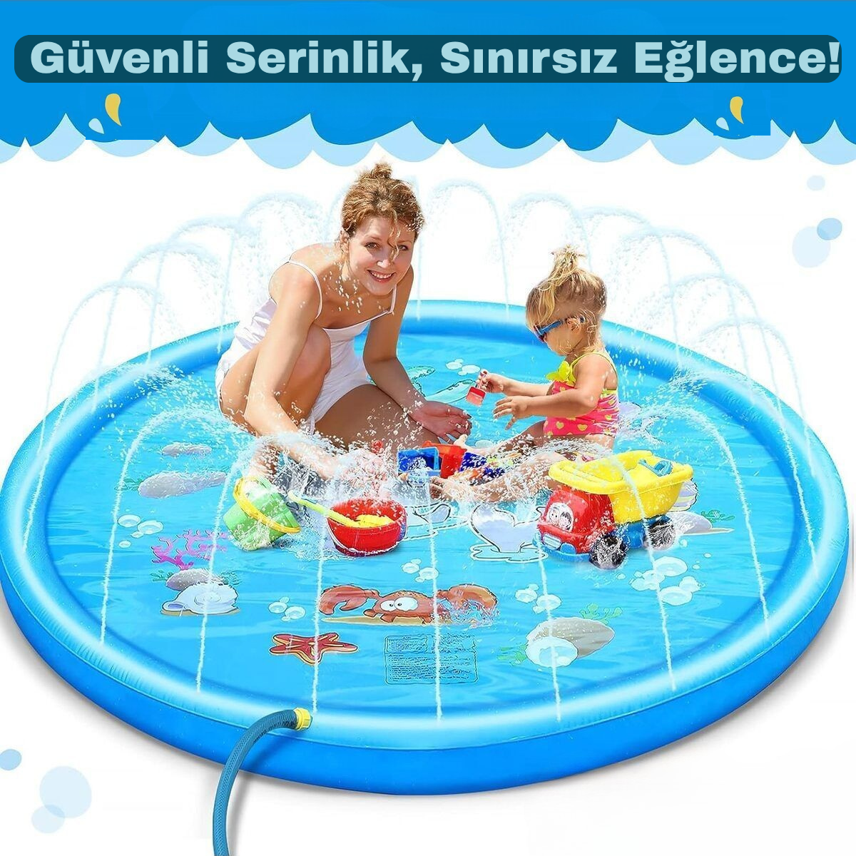 🌊 Mini Su Bahçesi – Çocuklar İçin Serinlik ve Eğlence Matı