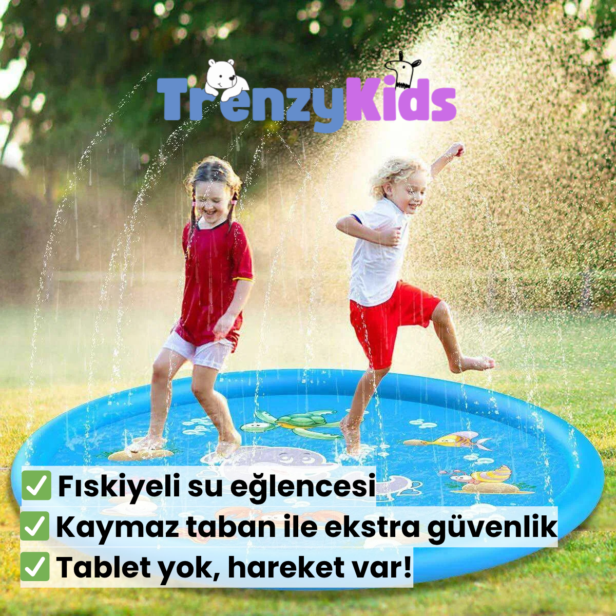 🌊 Mini Su Bahçesi – Çocuklar İçin Serinlik ve Eğlence Matı